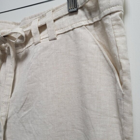 ZENANA Beige Linen Blend Wide Leg Pants Waist Drawstring Lounge Size L NWOT - Picture 3 of 7